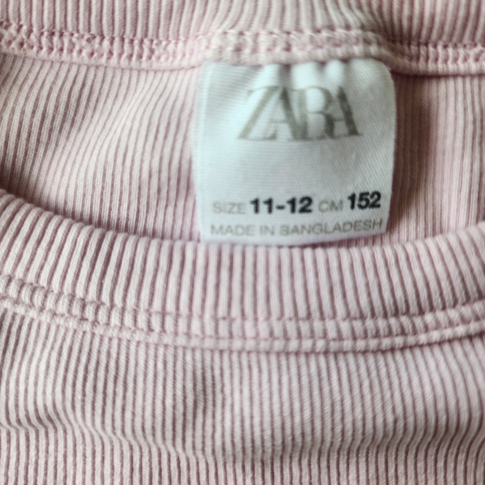 Zara Girls Ribbed Pink Short Sleeve Tee Top Size 11-12 (152cm) Cotton Stretch - Picture 5 of 6